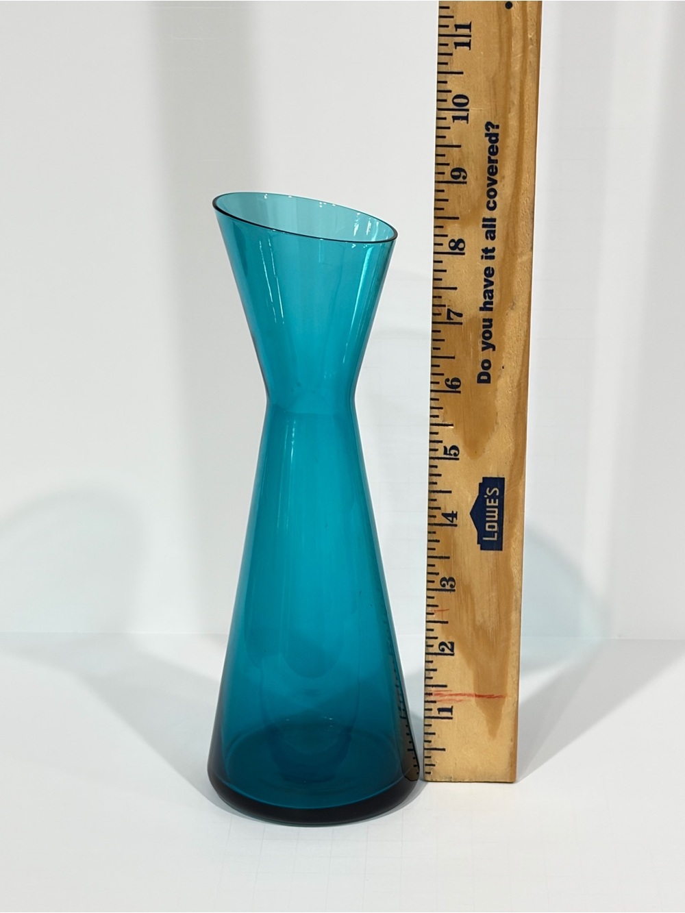 1960s Morgantown #9902 Peacock
Blue Slant Top Bud Vase Adams Candle
Holder Vtg - Picture 7 of 8
